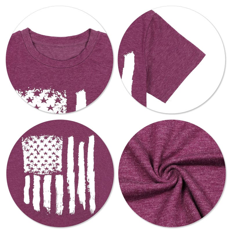 LUKYCILD Patriotic Shirts for Women American Flag Shirt 4th of July Tshirt Graphic Tees Casual Short Sleeve Tee Top - Image 3
